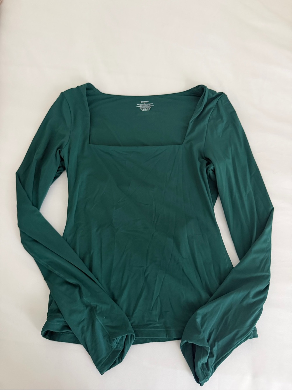 Women’s Square Neck Long Sleeve Top - Forest Green